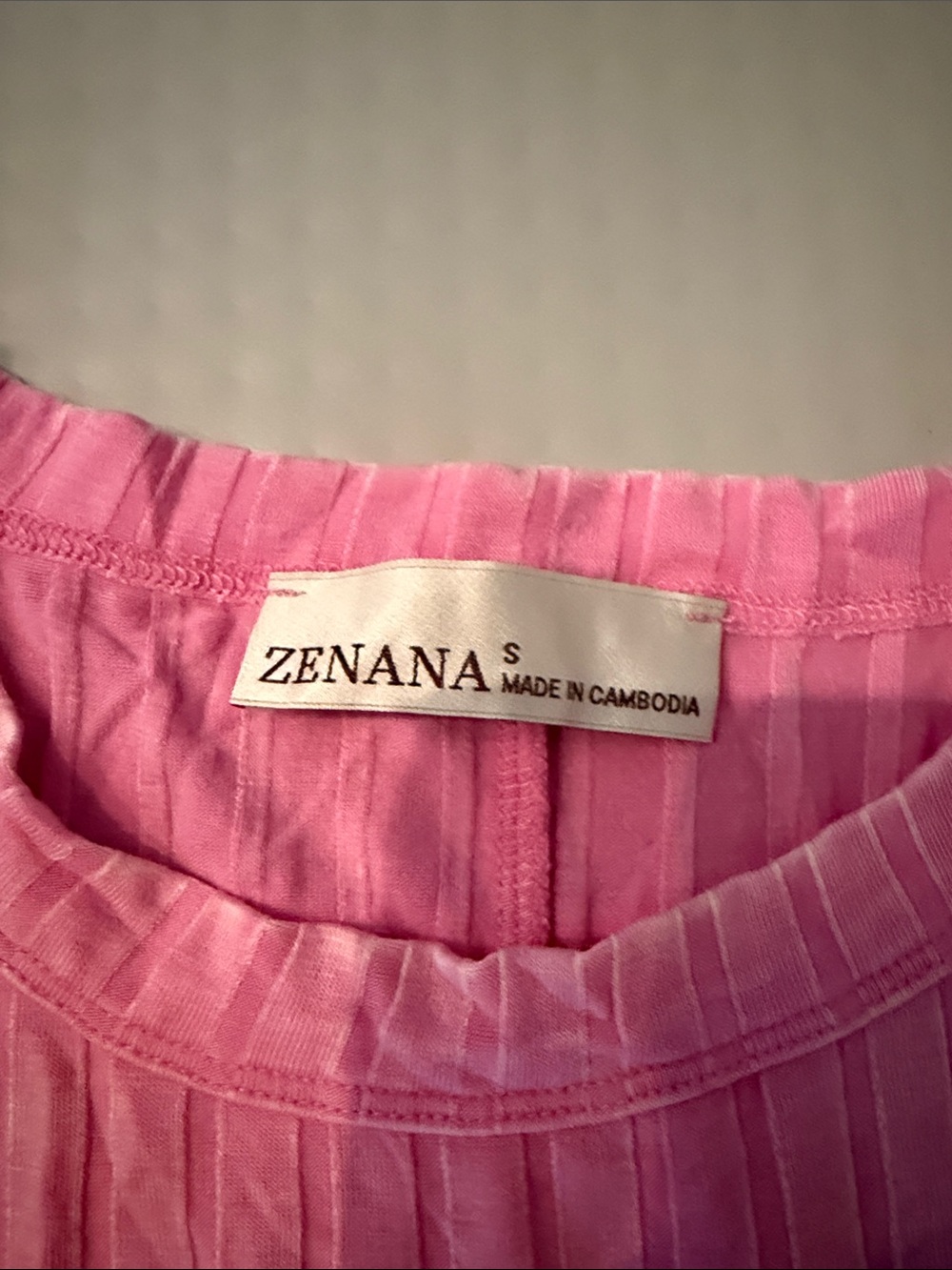 Light Pink Ribbed Tank Top with Ruffle Trim - Picture 2 of 2